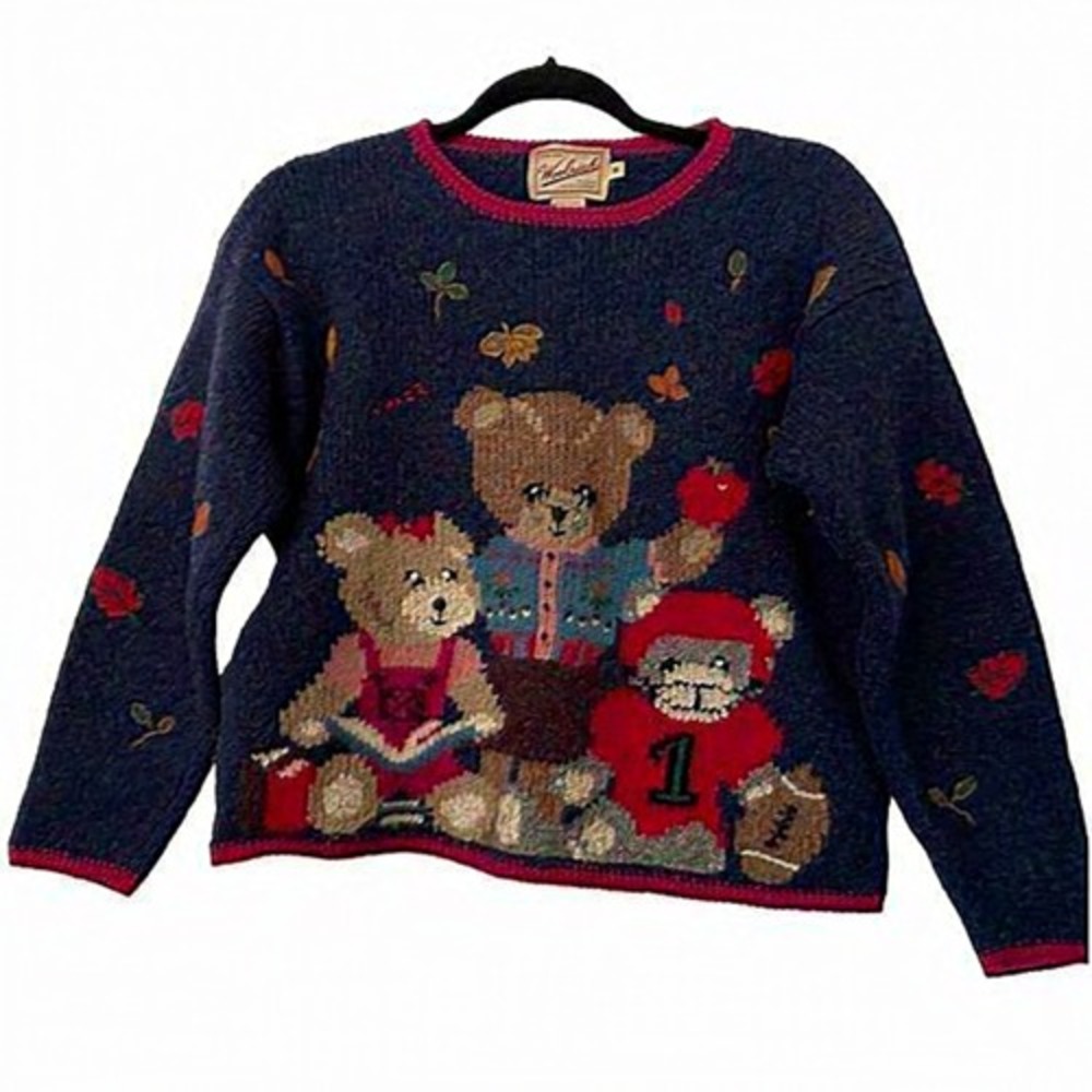 Vintage Woolrich Teddy Bear Wool Sweater Cottage Y2K Size Medium (M)‎